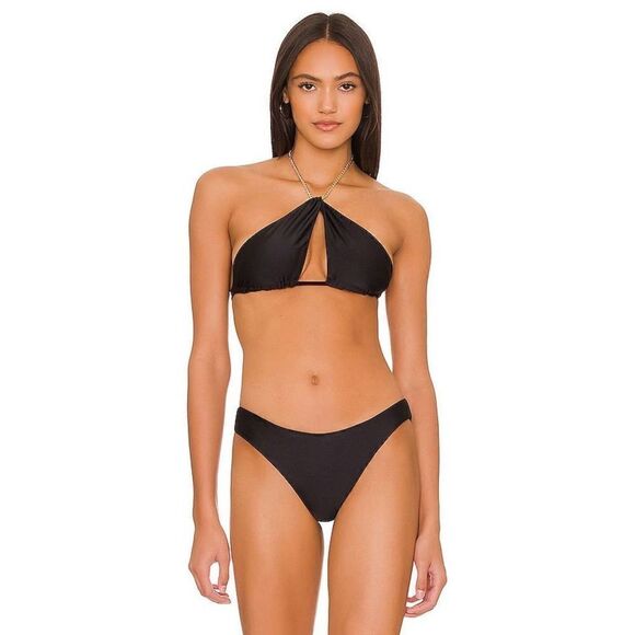 New. Pilyq black chain bikini top. Medium. Retails $92